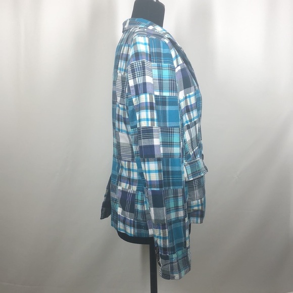 Talbots jacket blue squares and lines lining too - Picture 2 of 9